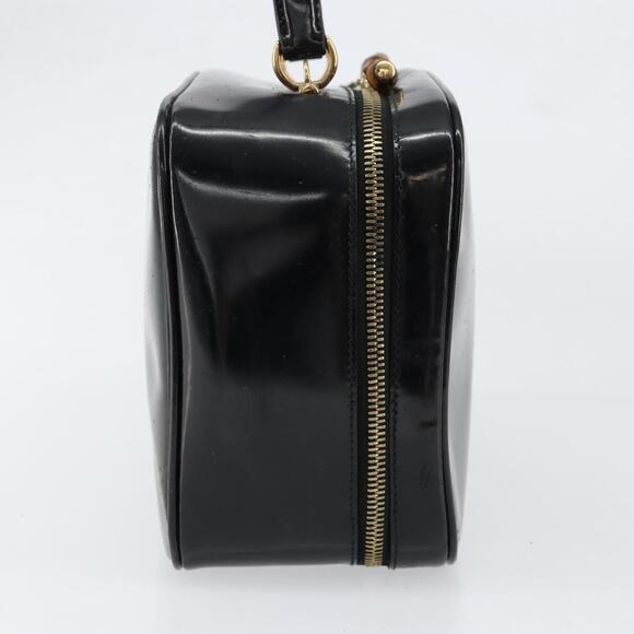 GUCCI Vanity Hand Bag Enamel Black Gold 000 2040 0323 Auth ep12198